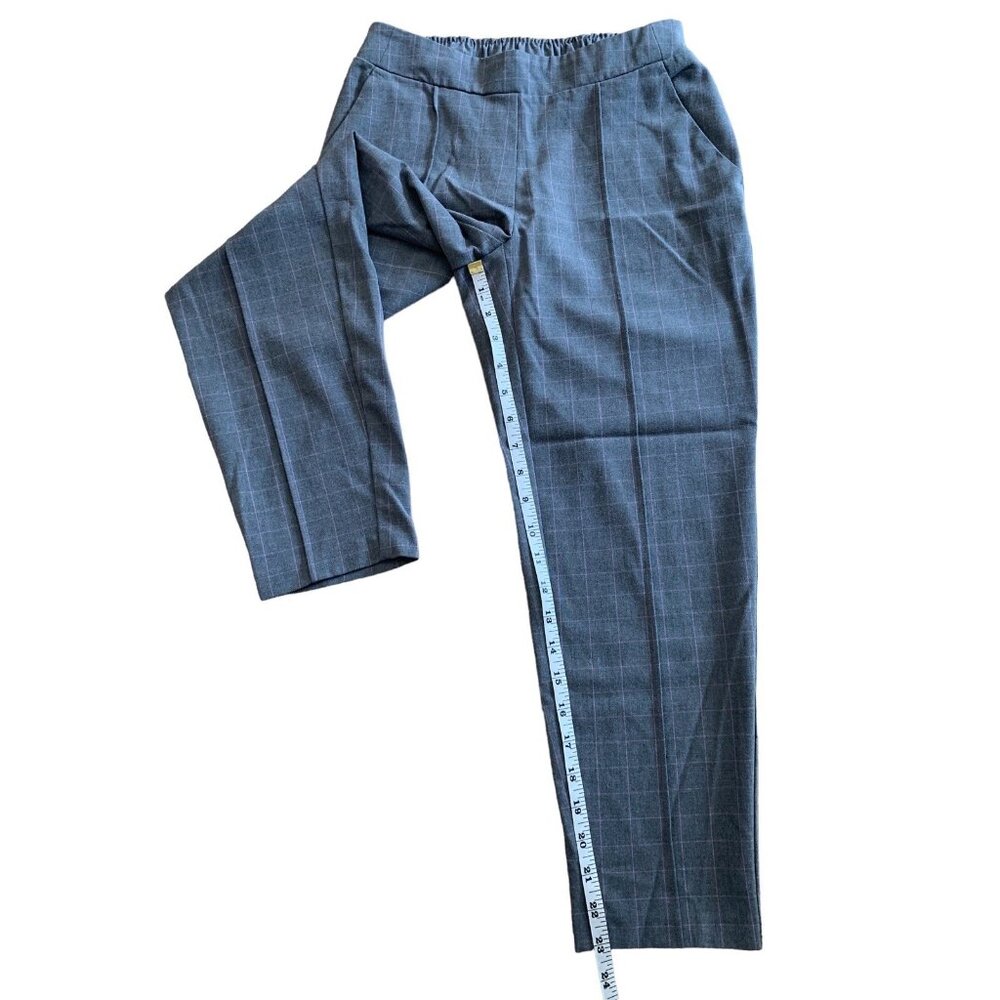 Nine West Petite Relaxed Crop Gray Plaid Dress Pants Elastic Waist & Pockets PXS - Picture 5 of 11